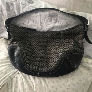 Vtg COACH CLASSIC Logo Shoulder Bag Purse Black